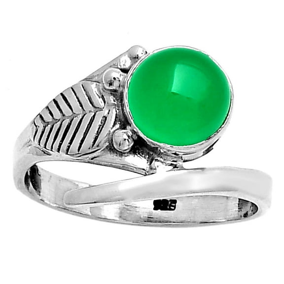 Natural Green Onyx 925 Sterling Silver Ring s.8.5 Jewelry R-1410 SDR185677