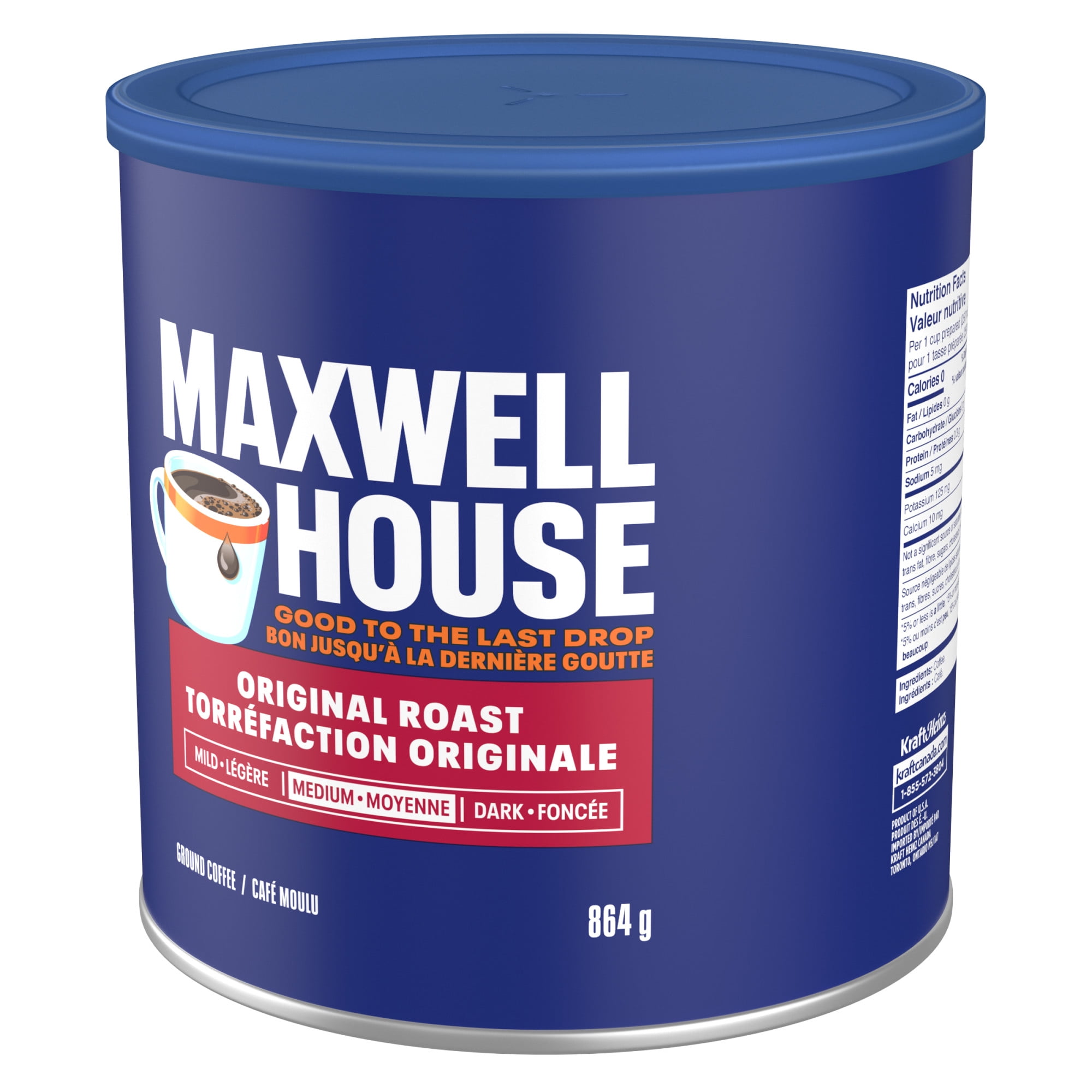 Maxwell House Original Roast Ground Coffee, Medium, 864 g Canister