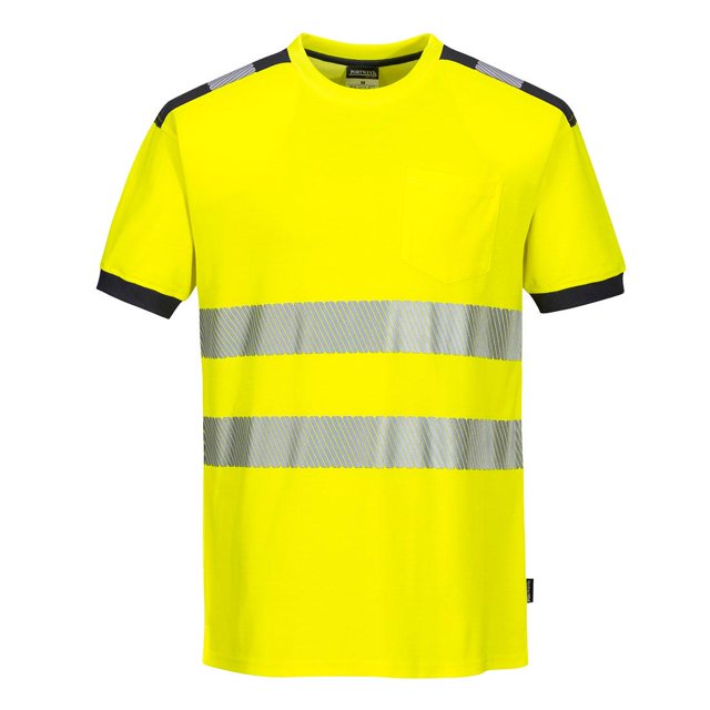 Portwest - Camiseta PW3 de Algodón para Hombre (Amarillo, Gris)