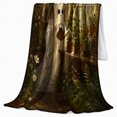 thumbnail image 2 of Whimsical Ghost Greenhouse Scene Lush Plants Cottagecore, Festive Halloween Scene, Warm Flannel Blanket for Sunroom and Reading Nook, Art Lovers Halloween Gift, Rustic Home Decor, 2 of 9