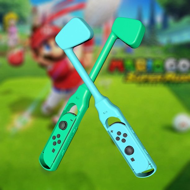 Palos de golf para mandos Joy-Con de Nintendo Switch (paquete de 2) - Accesorios para juegos de Switch - Soporte para mando Joy-Con de Mario Golf - Correas ligeras y ajustables - Rojo Mario/Verde
