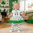 thumbnail image 2 of XAOFW Girl's Outfits Sets St. Patrick'S Day Short Sleeve Crewneck Mesh Dress With Hat And Socks 3Pcs Set Streetwear Comfort Fit Outfit Daily Lounging Soft Cute Clothing Sets, 2 of 8