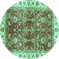 thumbnail image 1 of Ahgly Company Indoor Round Abstract Turquoise Blue Modern Area Rugs, 7' Round, 1 of 4