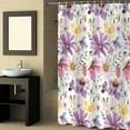 thumbnail image 2 of Fabric Shower Curtain, Summer Wildflowers Leaves Purple Floral Plants Watercolor Shower Curtains with 12 Hooks Waterproof Machine Washable Bath Curtains for Bathroom, 48x 72in, 2 of 6