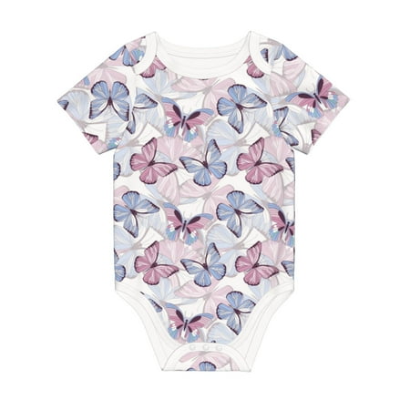 

Matuu Butterflies in Pastel for Baby Short-Sleeve Bodysuit Soft Cotton Comfortable and Breathable Perfect for Newborns and Infants