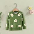 thumbnail image 7 of Odeerbi Infant Boys Girls Flower Sweater Kids Knit Sweaters 2025 Fashion Chunky Sweater Crewneck Pullover Jumper Tops Green 7-12 Months, 7 of 7