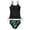 Black, variant on Girls Tropical Leaf Print Double Strap Tankini 2 Piece Swimsuit Size:15-16 Years