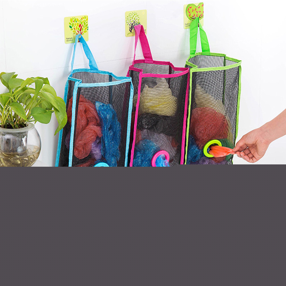 thumbnail image 4 of Mesh Garbage Bag Holder Hanging Trash Bag Storage Bag Plastic Bag Dispenser, 4 of 8