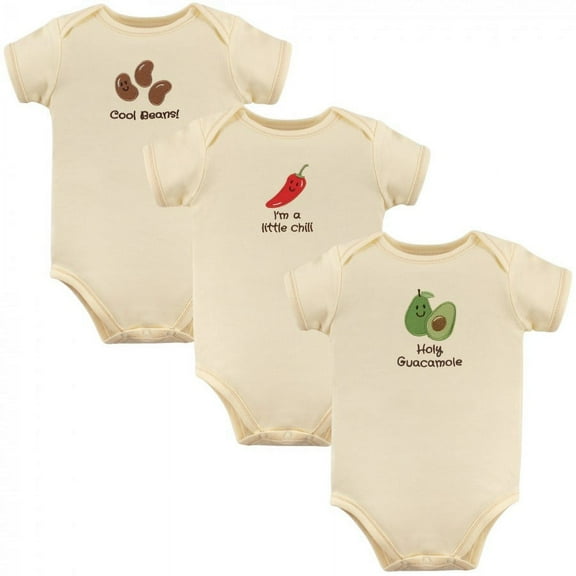 Touched by Nature Organic Cotton Bodysuits 3pk, Guacamole, 0-3 Months