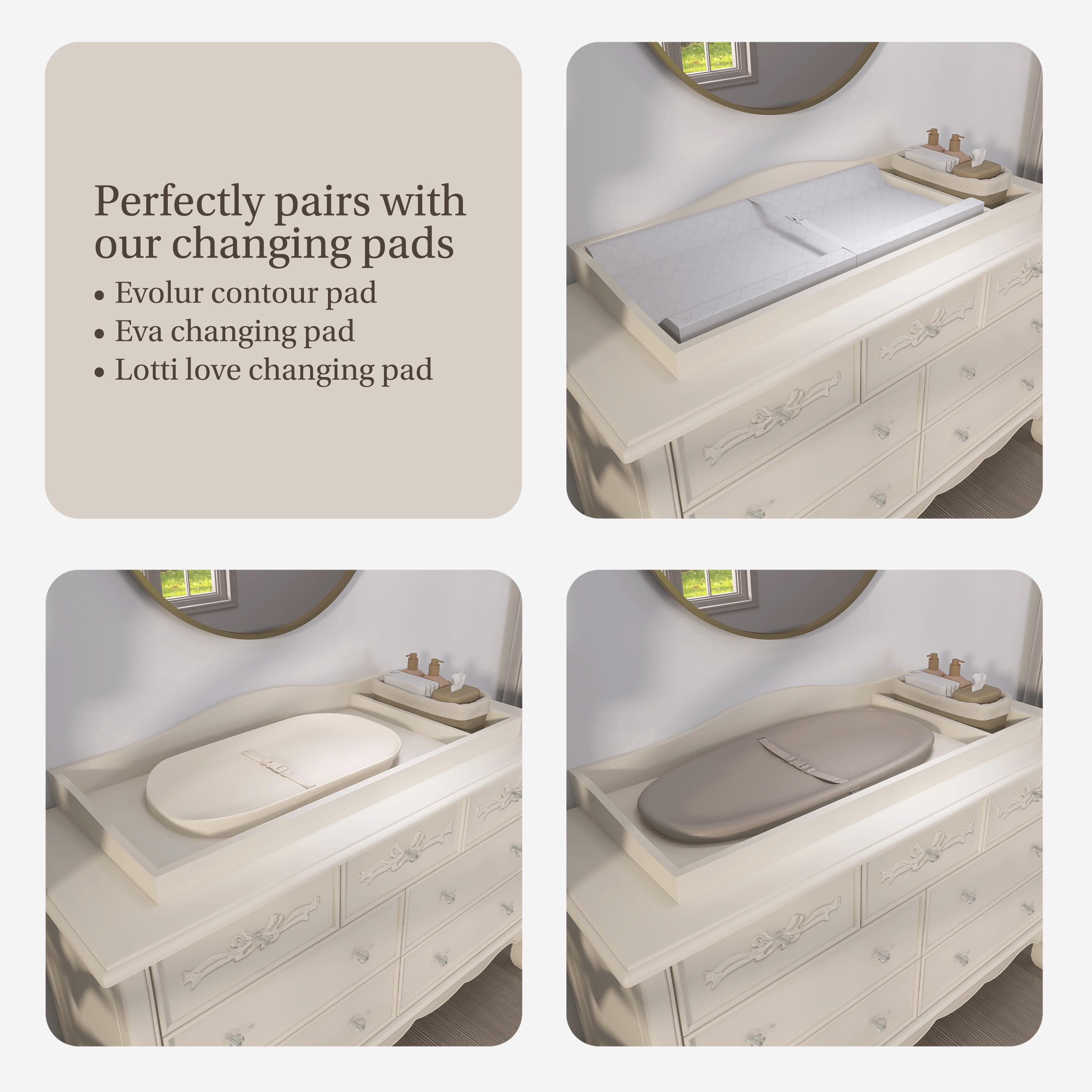 Evolur Changing Tray in Ivory Lace, Space Saver