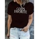 thumbnail image 1 of Playera de manga corta para mujer, estampado en color sólido, cuello redondo, estilo casual, para verano, estilo casualSimple English Favorite God Pattern Printing Women'S Fashion Trend Round Neck S, 1 of 6