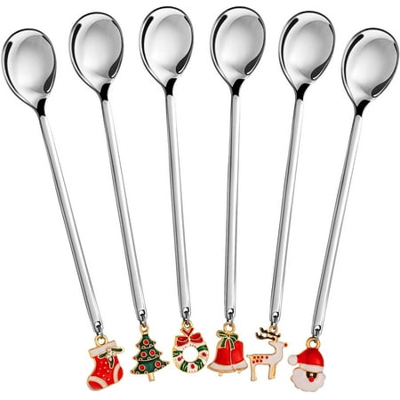 

Christmas Stainless Steel Spoons Christmas Cutlery Spoons 6 Pieces Christmas Mini Spoons Set for Coffee Spoon Tea Spoon Soup Spoon Dessert Spoon Ice Cream Spoon Sliver