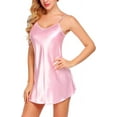 thumbnail image 4 of Women Sleepwear Satin Nightgown Mini Slip Chemise Short Nightwear Pink XXL, 4 of 7