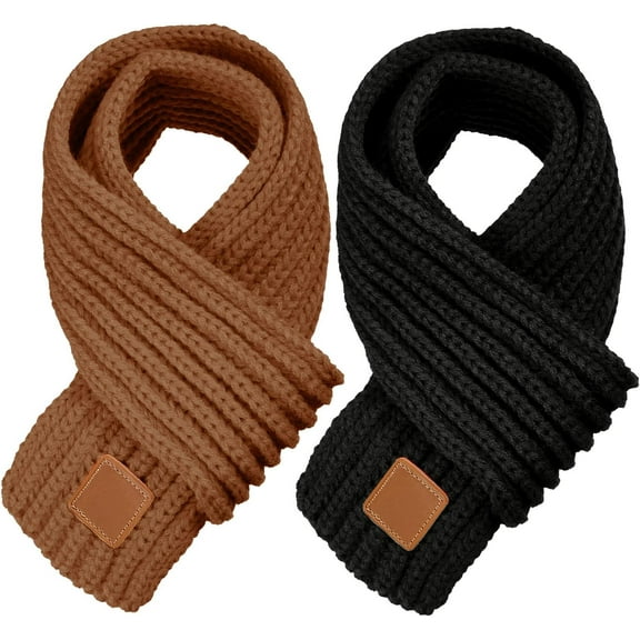 2 Pack Warm Kids Winter Knit Scarves Child Warm Scarf Neck Warmer for Toddlers Boys Girls
