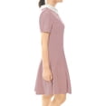 thumbnail image 3 of INSPIRE CHIC Women's Peter Pan Contrast Collar Short Sleeves Flare Dress XS Pink, 3 of 5