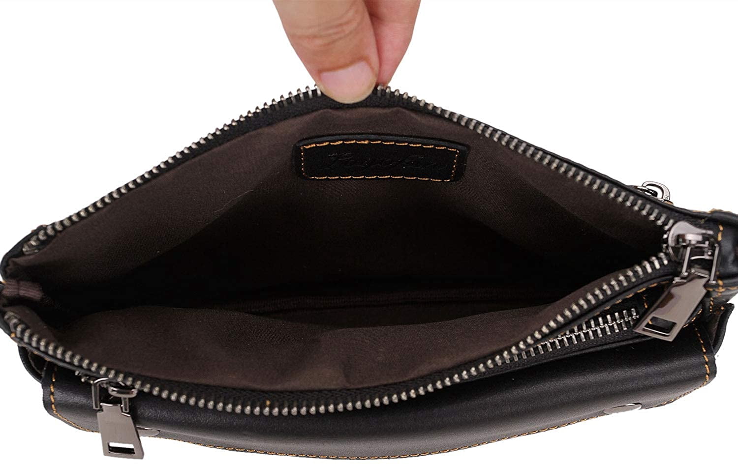 Loyofun Unisex Brown Genuine Leather Waist Bag Messenger Fanny Pack Bum Bag For Men Women Travel Sports Running Hiking