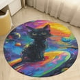 thumbnail image 4 of Cute Planet Cat Washable Round Rug -Circle Area Rugs for Nursery Bedroom, Vintage Non Slip Non Shedding Low Pile Carpet for Living Room Coffee Table Entryway, 4 of 6