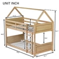 thumbnail image 5 of Bellemave Rubber Wood House Bunk Bed Frame Twin over Twin Low Bunk Bed with Headboard and Footboard Twin Floor Bunk Bed with Wooden Slats (White Oak), 5 of 11