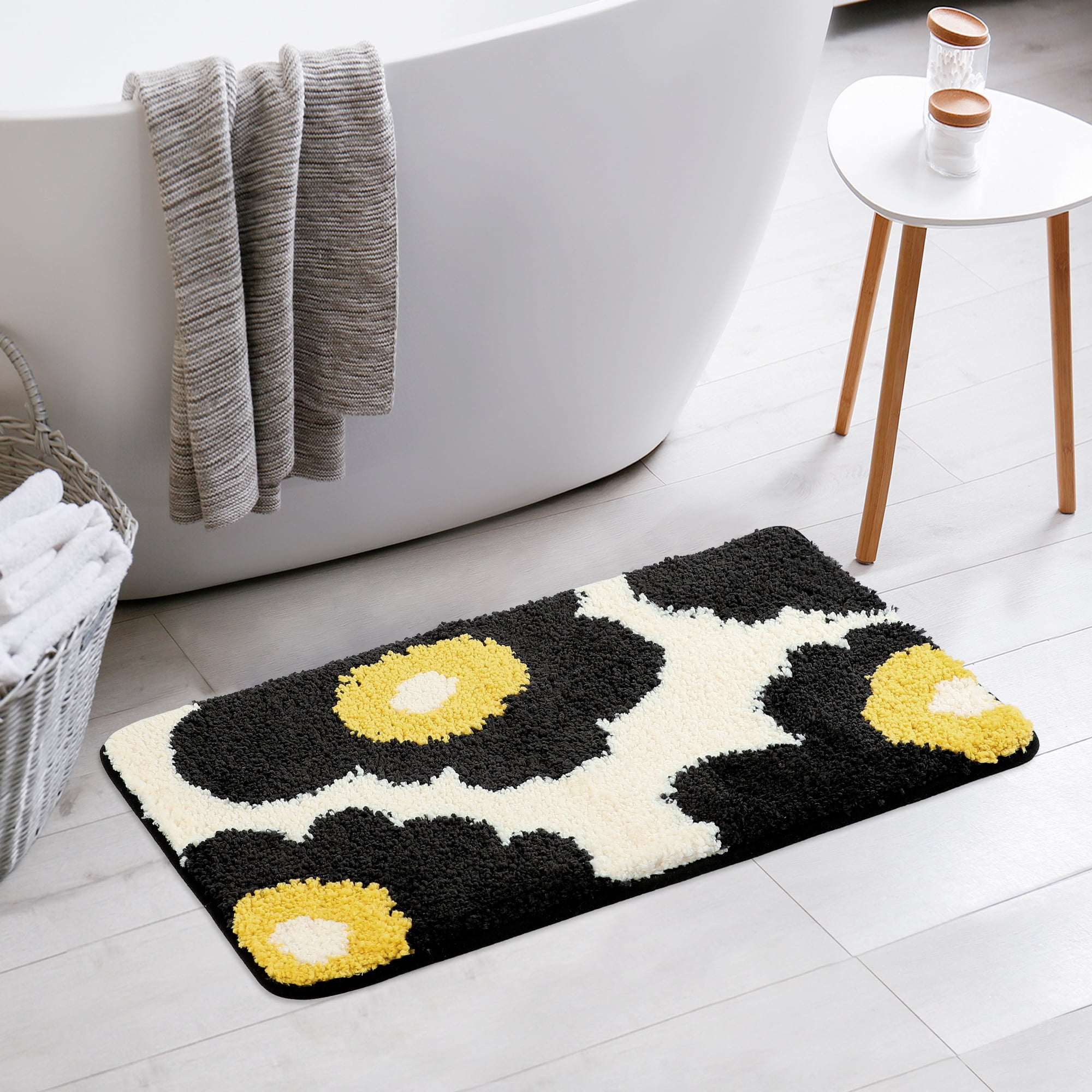 Unique Bargains Bathroom Rugs Soft Plush Fluffy Non-Slip Printing Quick Dry Bath Rugs Flower-3 20"x32"