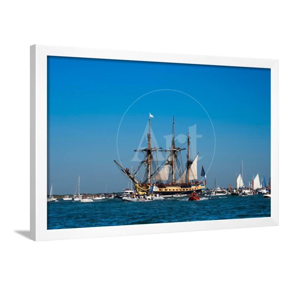 LHermione ship in the estuary of Charente, CharenteMaritime, PoitouCharentes, France, Scenic Framed Art Print Wall Art Sold by Art.Com
