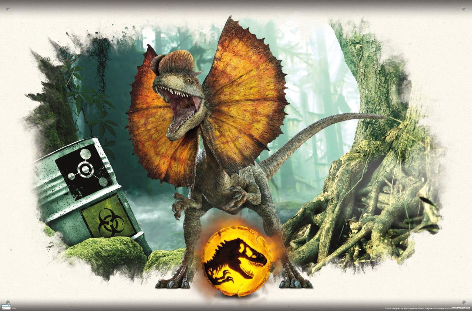 Jurassic World: Dominion - Dilophosaurus Focal Wall Poster with Pushpins, 22.375" x 34"