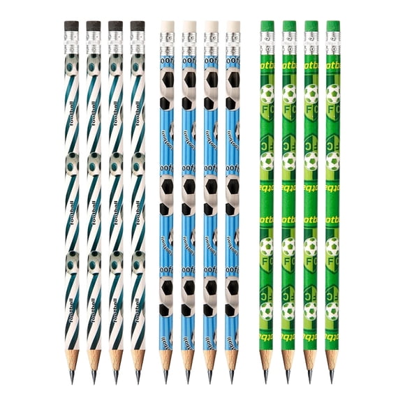 BINGLI Lot de 12 Crayons de Soccer pour Enfants, Crayons de Soccer de Sport Amusants en Vrac pour Étudiants, Cadeaux de Fête d'Anniversaire de Soccer, Panier de Pâques, Prix pour l'École et la Classe, Cadeau Papeterie