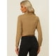 thumbnail image 4 of Chaqueta de mezclilla corta casual Allegra K Manga larga Caqui XS, 4 of 6
