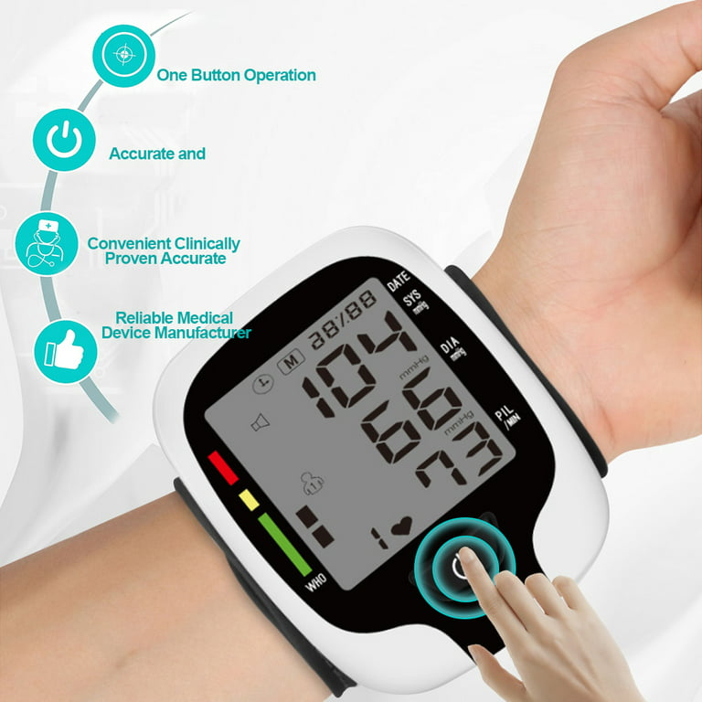 Blood Pressure Monitors - BDUN Automatic Blood Pressure Machine Wrist BP  Monitor Cuff with Heart Rate, Memory and Carrying Case
