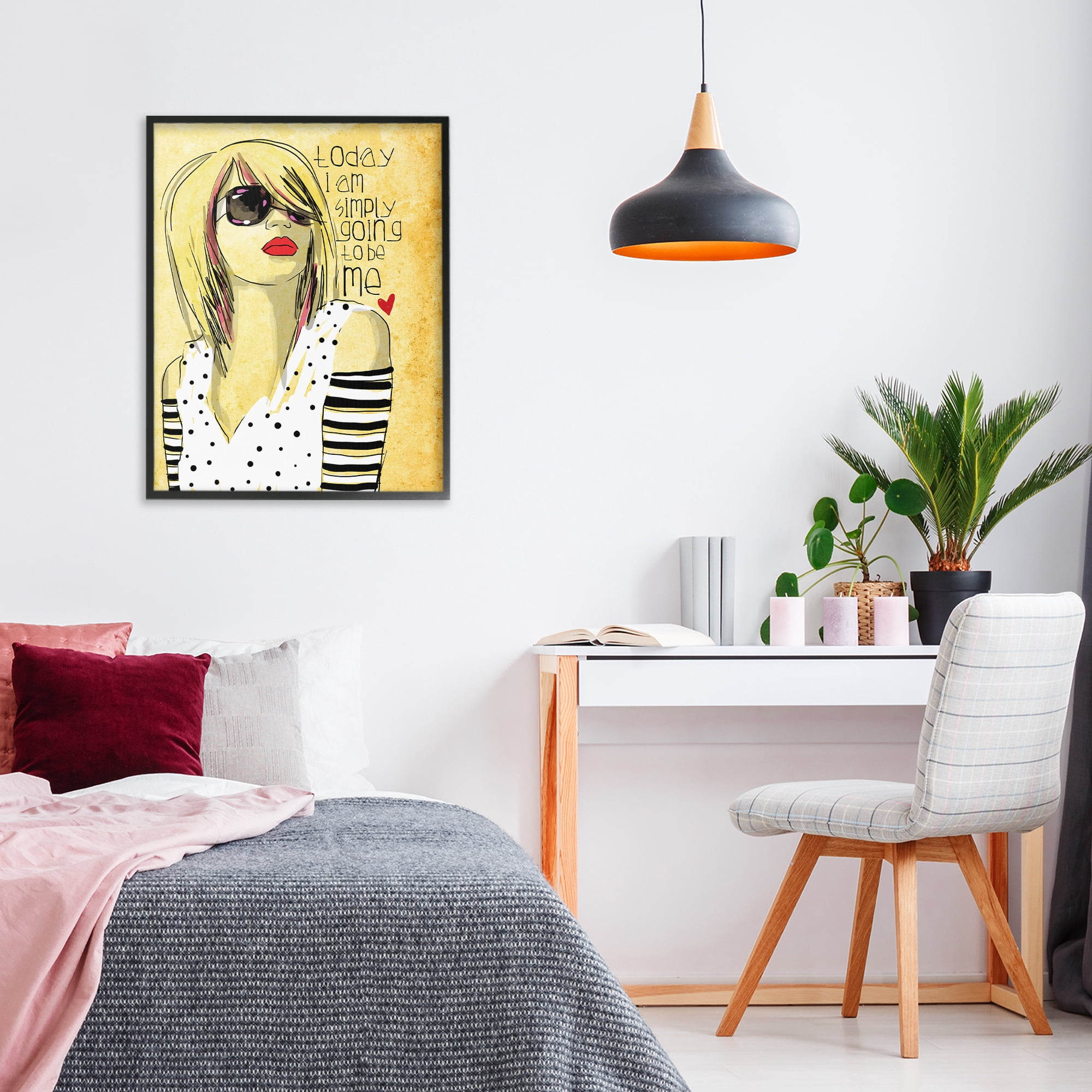 Stupell Industries Today I Am Simply Me Black Framed Giclee Art, design by Suzanne Millius