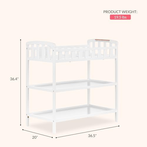 Dream On Me Emily Changing Table with Shelves, White photo 3