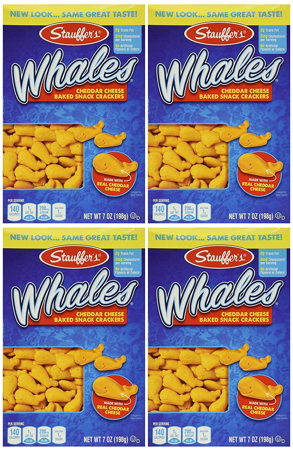 Stauffer's, Whales, Baked Cheddar Snack Crackers, 7oz Box (Pack of 4
