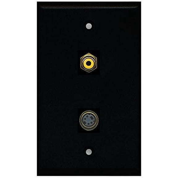 RiteAV - Black 1 Port RCA Yellow 1 Port S-Video Wall Plate