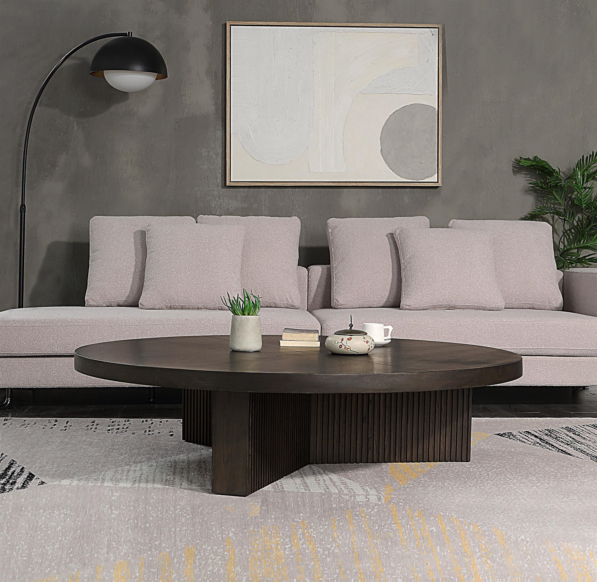 ACME Guido Contemporary Wood Round Coffee Table in Oak Finish