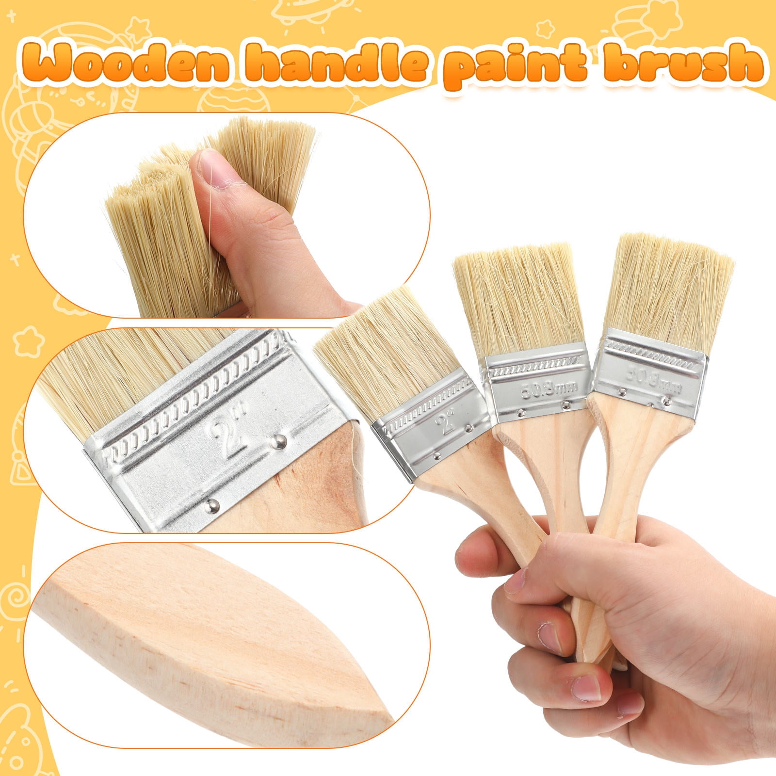 OUNONA 30-Piece Professional Flat Paint Brush Set for Walls and Wood with Comfortable Wooden Handles for Easy Grip