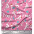 thumbnail image 1 of Soimoi Silk Fabric Leaves,Floral & Rabbit Animal Decor Fabric Printed Yard 42 Inch Wide, 1 of 1