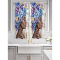 thumbnail image 2 of Black African Women Bathroom Window Curtain, Spring Floral Butterfly Vintage Light Filtering Coffee Kitchen Curtains, Bedroom Living Room Curtains 2 Panel 84"x63", 2 of 6