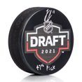 thumbnail image 1 of Logan Stankoven Signed 2021 Entry Draft Puck with 47th pick Note, 1 of 2