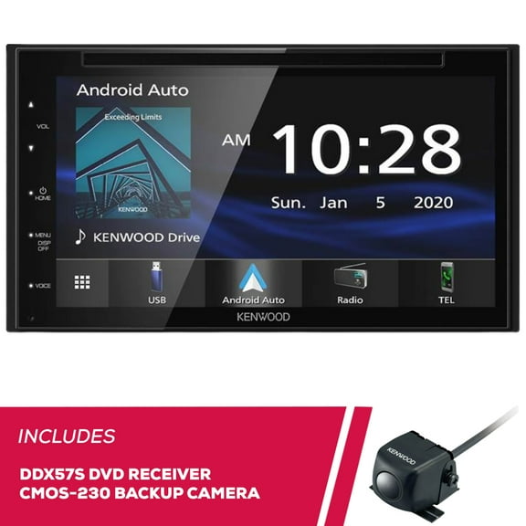 New Kenwood DDX57S 6.8" DVD Receiver w/ Bluetooth & CMOS-230LP Universal Backup Camera
