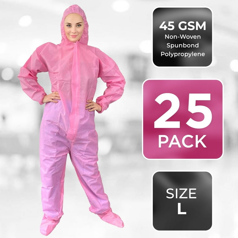 Disposable Coveralls with Hood, Boots, Zip, Elastic Cuffs Disposable Coveralls with Hood, Boots, Zip, Elastic Cuffs