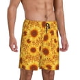 thumbnail image 2 of Balery Vintage Leopard Print Sunflower Pantalones cortos de pijama de punto de algodón para hombre con cinturilla y bolsillos-Large, 2 of 6