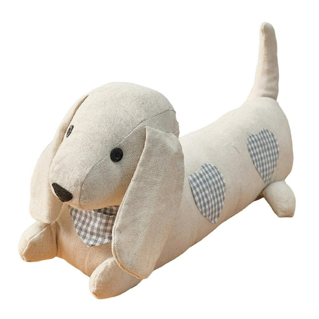 Tope de puerta con forma de perro con peso, escultura decorativa de tela con peso, juguete de peluche para corazón azul
