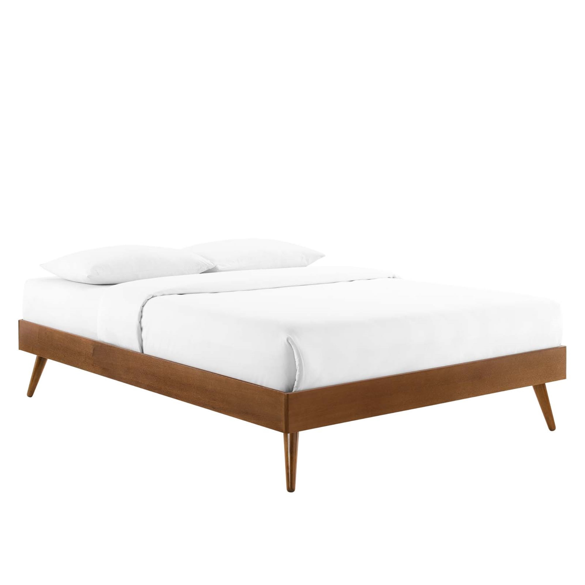 Margo Mid-Century Walnut Full Platform Bed with Headboard