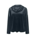 thumbnail image 4 of Pxkloy Velvet Tops for Women Long Sleeve Cowl Neck Shirt Drape Ruched Casual Loose Pullover Comfy Solid Fall Fashion Blouse 2025 Gray,L, 4 of 8