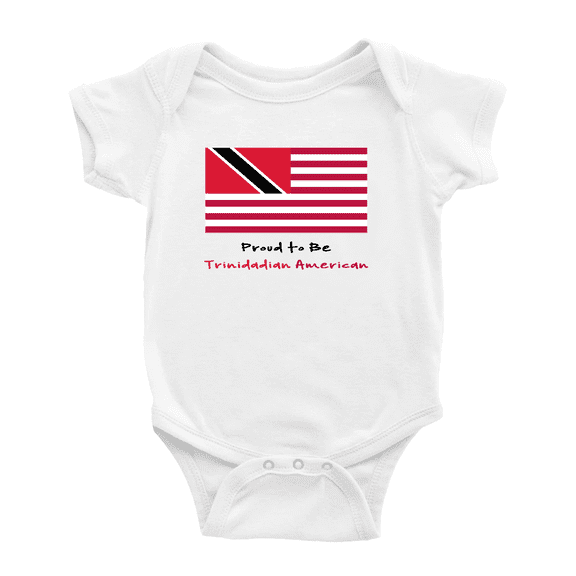 Proud to Be Trinidadian American Flag Cute Baby Bodysuit (White, 18-24 Months)