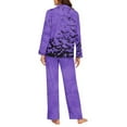 thumbnail image 3 of SEANATIVE Halloween Womens Button Up Pajama Sets Size XS Purple Bats Long Sleeve Women Pajamas Womens Button Up Pajamas Ladies Fall Winter Loungewear Set of 2 Jogger Outfits, 3 of 7