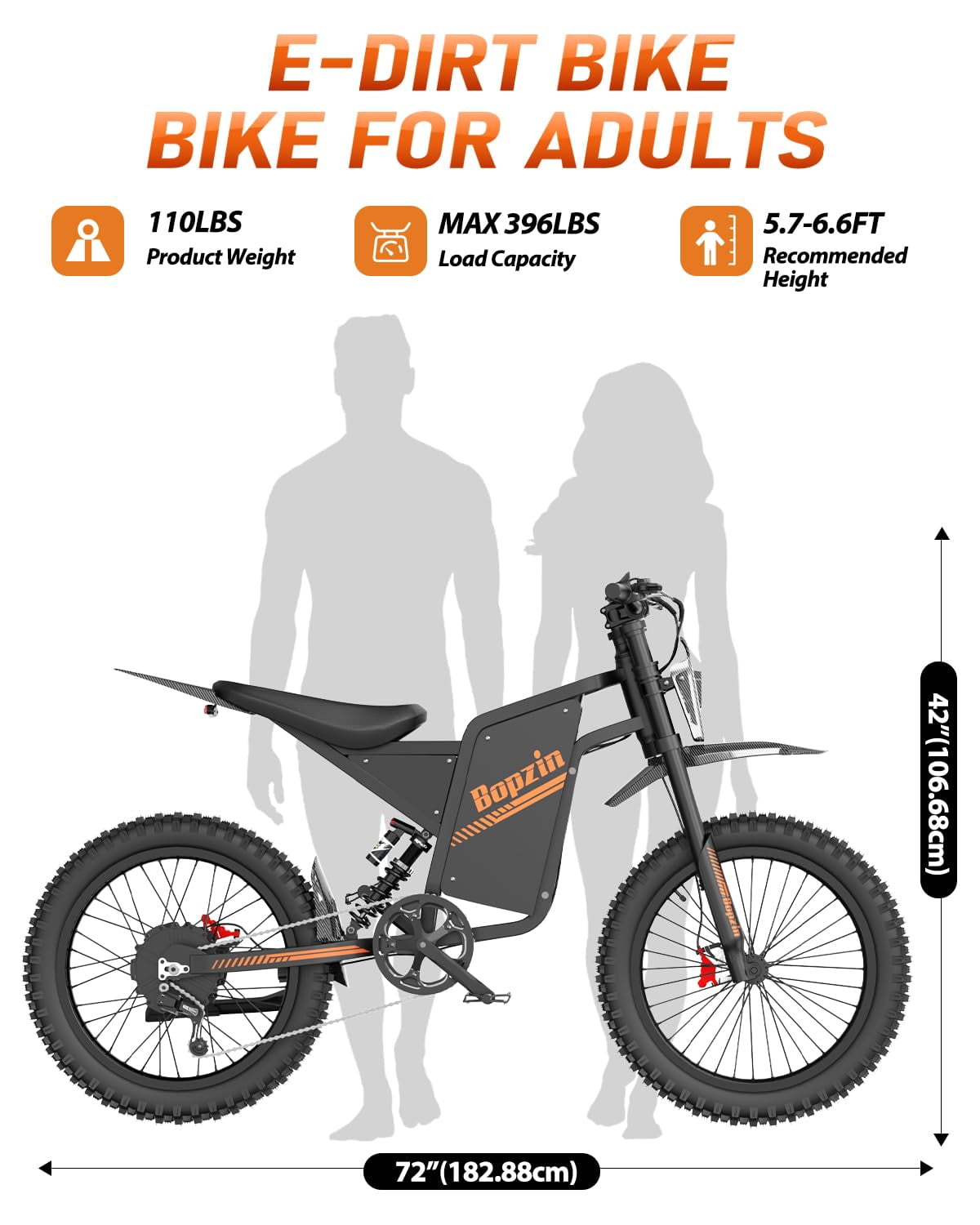 Electric Dirt Bike 3000W, 60V 35Ah Removable Large-Capacity Battery, Up to 100 Miles, Anti-Theft Alarm, 25"x3.0" Fat Tire Ebike with Hydraulic Brakes, UL2849 Certified eBike