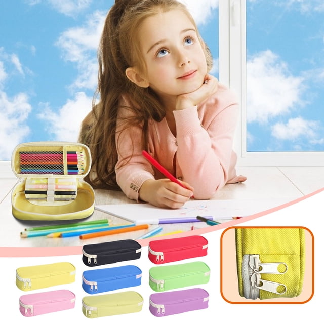 Fiudx Estuche de Lona para Lápices, Gran Capacidad, Fácil de Limpiar, Cierre de Cremallera, Diseño Práctico y Práctico, Organizador de Papelería, para Oficina y Escuela, 22 X 10 X 5,5 Cm