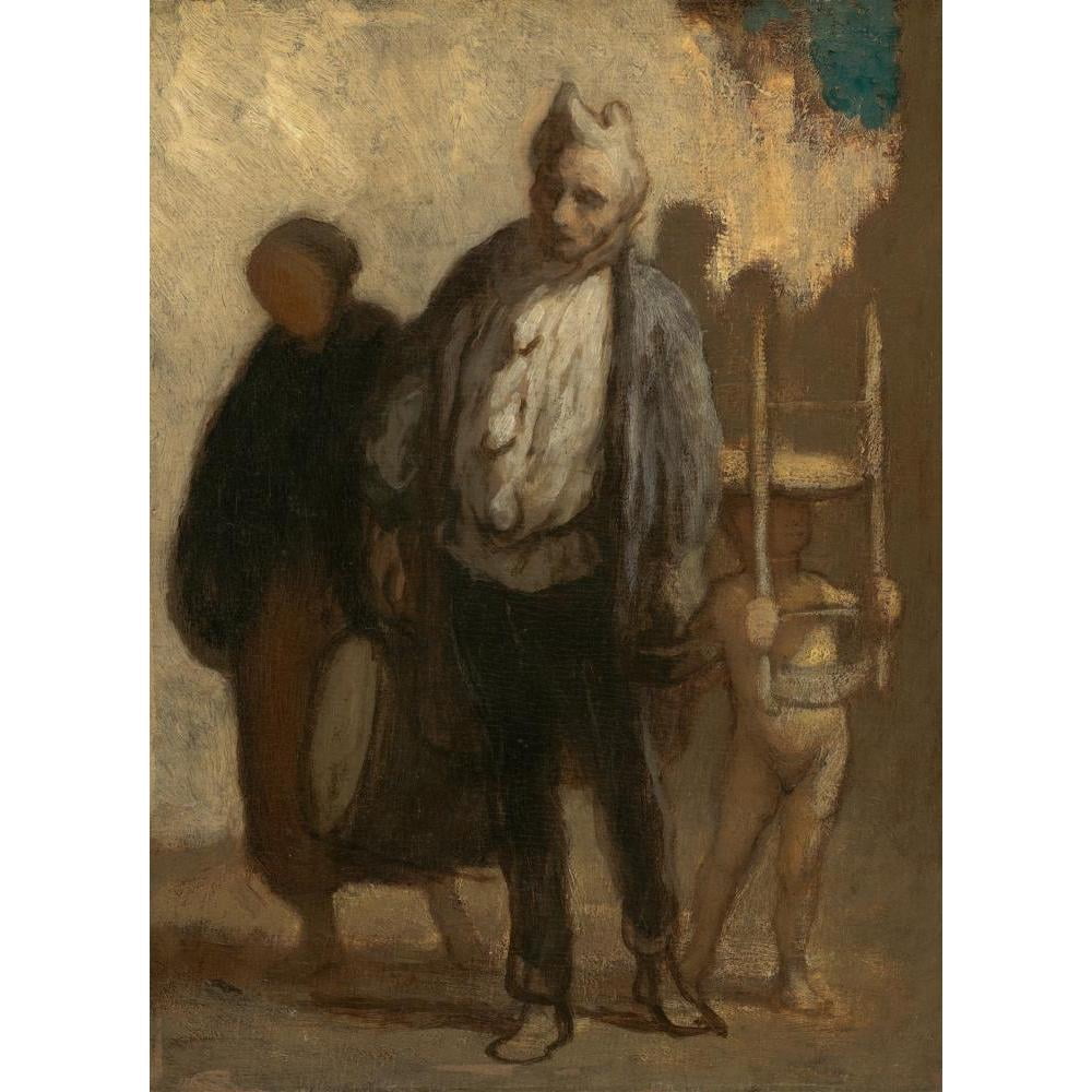 Honoré Daumier 14x18 Black Modern Framed Museum Art Print Titled - Wandering Acrobats (1847-1850)