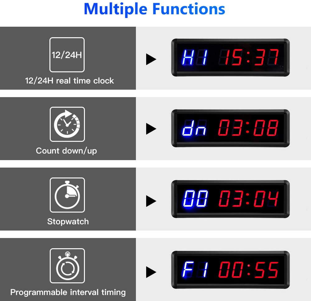 Details about   1.8" 6-Digits Programmable LED Interval Timer Clock Count up/down Stopwatch 