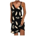 thumbnail image 1 of Women's Sleeveless Camis Dress Spaghetti Strap V-Neck Boho Printing Mini Dress Summer Short Beach Sundress for Women, 1 of 5